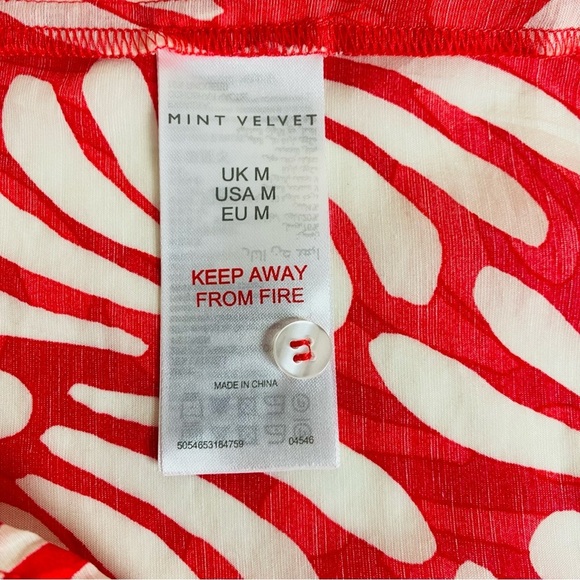 Mint Velvet Keira Abstract Button Up short Sleeve Shirt Size M - Picture 6 of 7